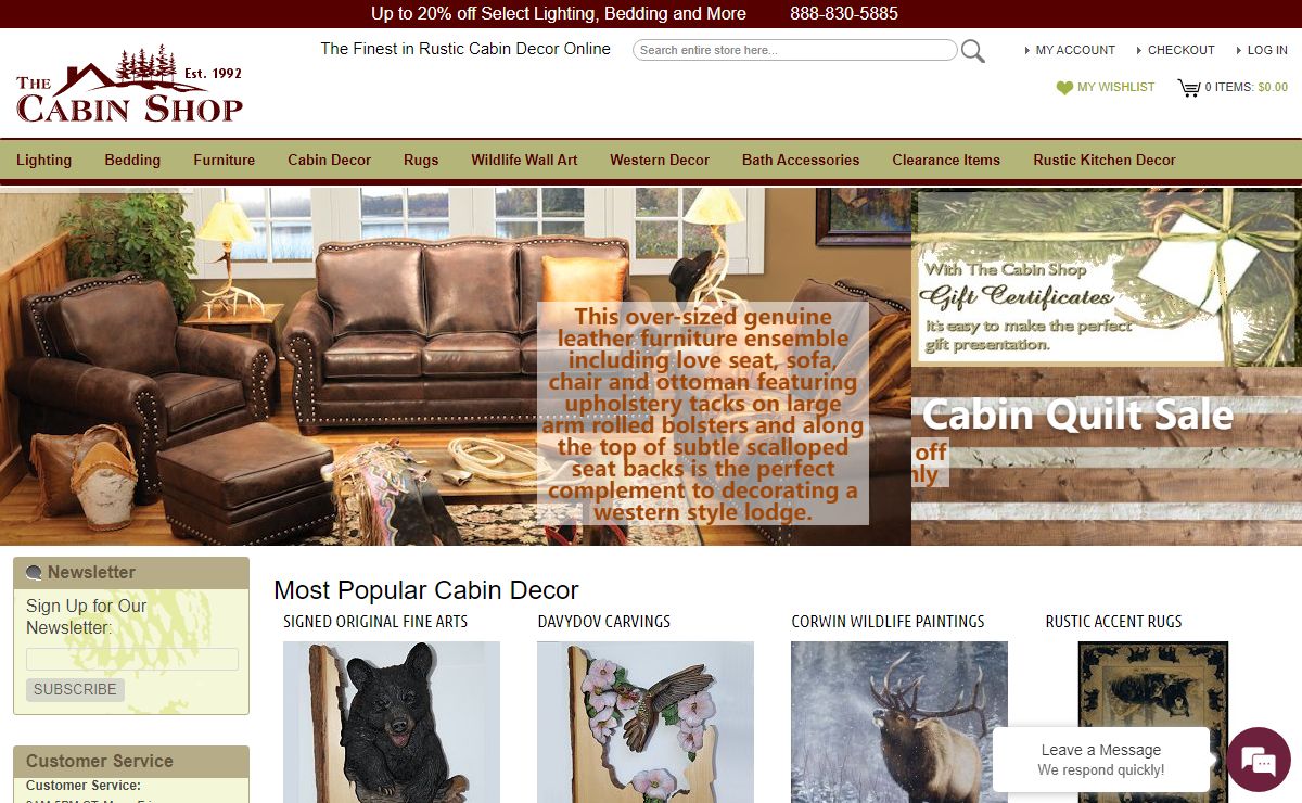 Cabin Decor and Rustic Home Furnishings at The Cabin Shop