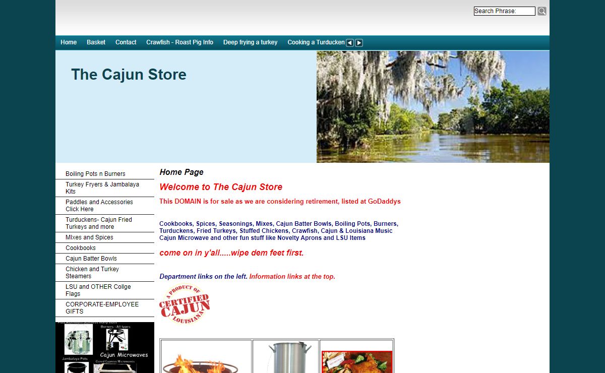 The Cajun Store cajun microwaves, cookbooks, fryers, pots, burners, turduckhens, fried turkeys