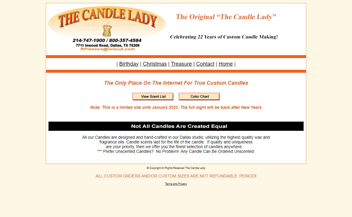 custom made anniversary, birthday, countdown, christmas candles The Candle Lady