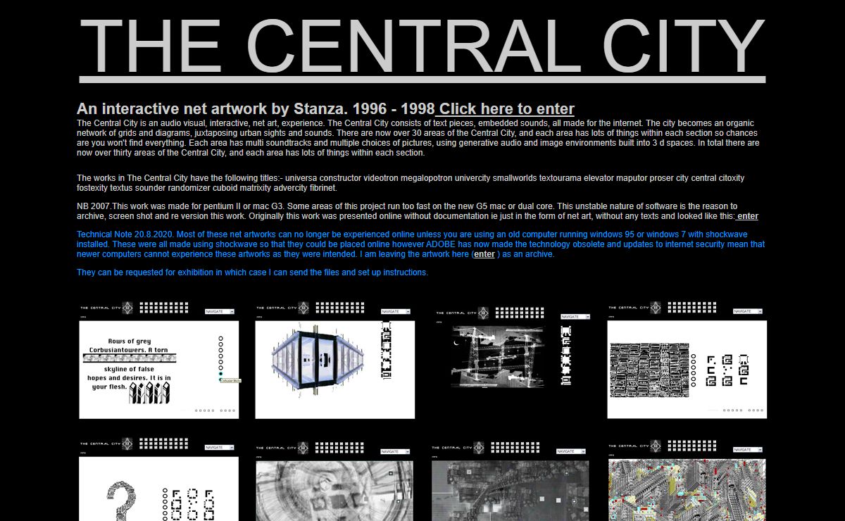 The Central City by Stanza. Net art project 1996