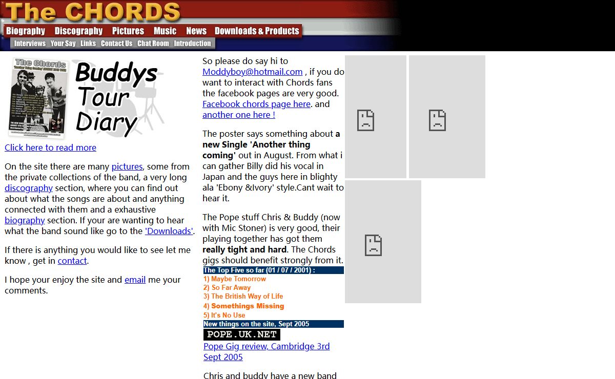 A fan site on mod punk band the chords.