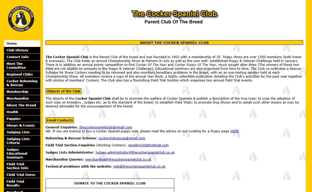 The Cocker Spaniel Club,Parent Club of the Breed in the UK