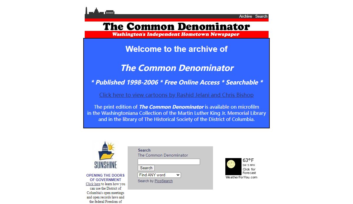The Common Denominator: Online Archive of Washington's Independent Hometown Newspaper