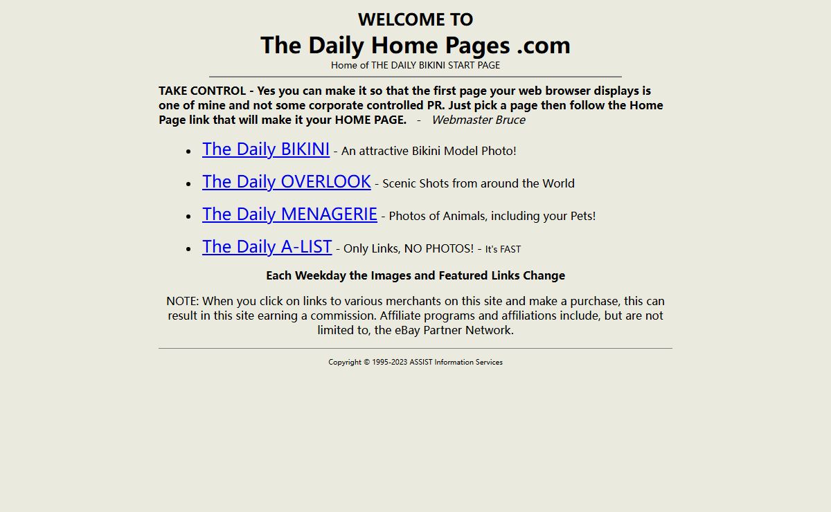 THE DAILY Home Pages - Home of The Daily Bikini and other Start Pages