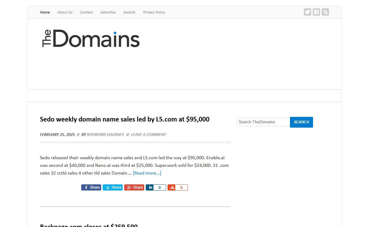 TheDomains.com - Award winning domain name Industry publication on domain news, gTLD's, registrars and registries.