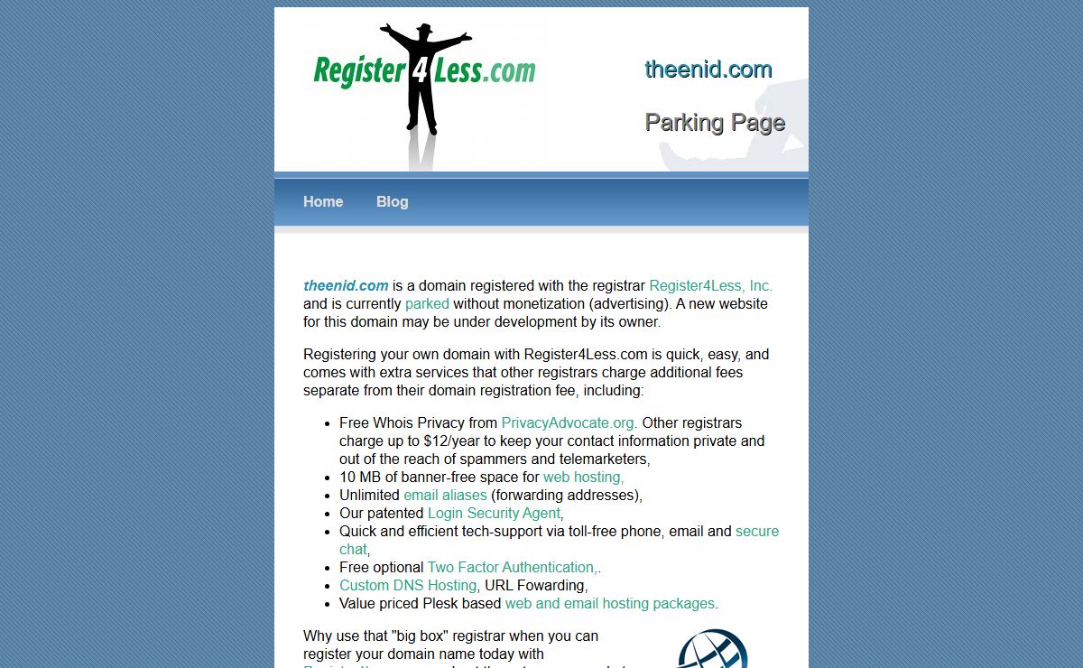 Register4Less.com Parking Page for theenid.com