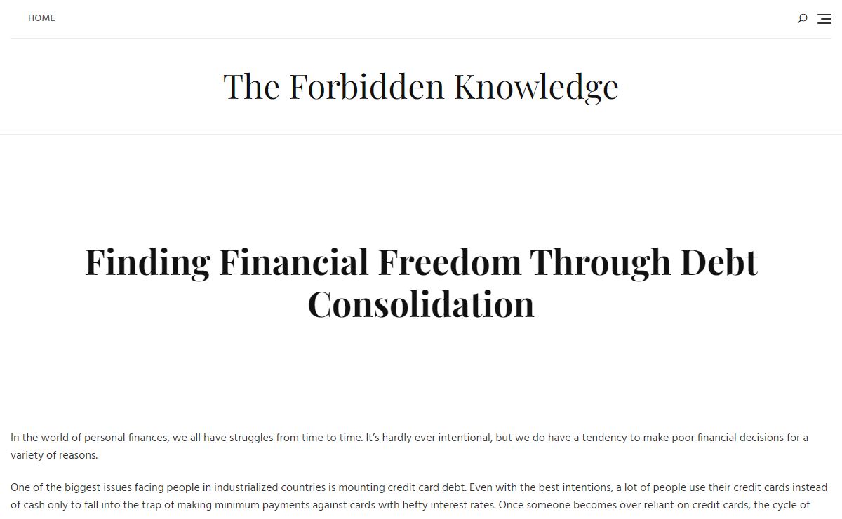 Finding Financial Freedom Through Debt Consolidation - The Forbidden Knowledge