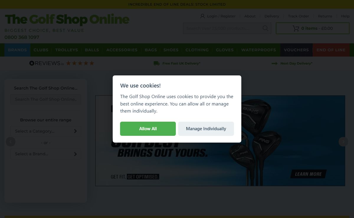 Golf Equipment + Huge Sale Now On + Klarna Accepted Shop Now