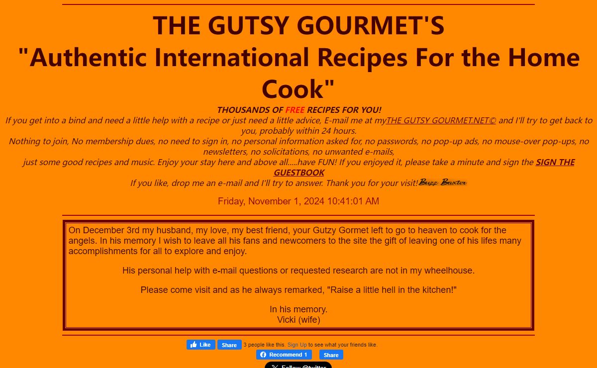 The Gutsy Gourmet - International Recipe Source <A HREF=http://thegutsygourmet.net/index.html>