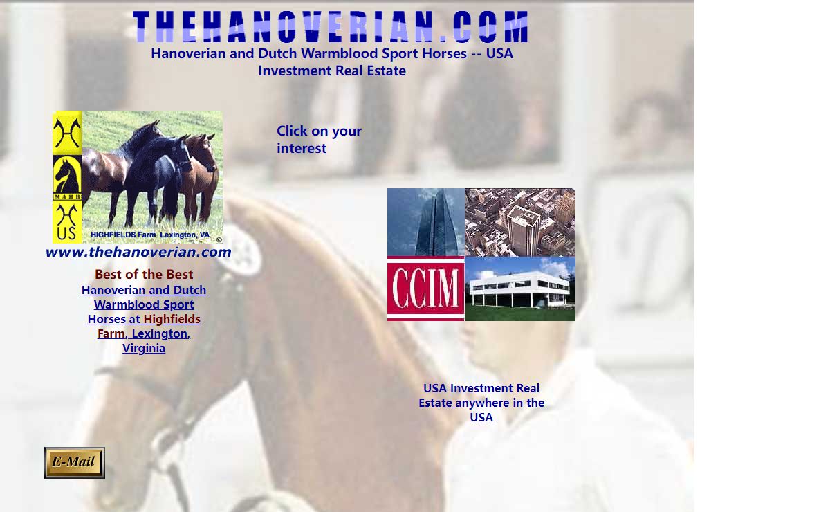Hanoverian world class sport horse bloodlines at Highfields Farm LLC, Lexington, VA and USA Investment real estate.