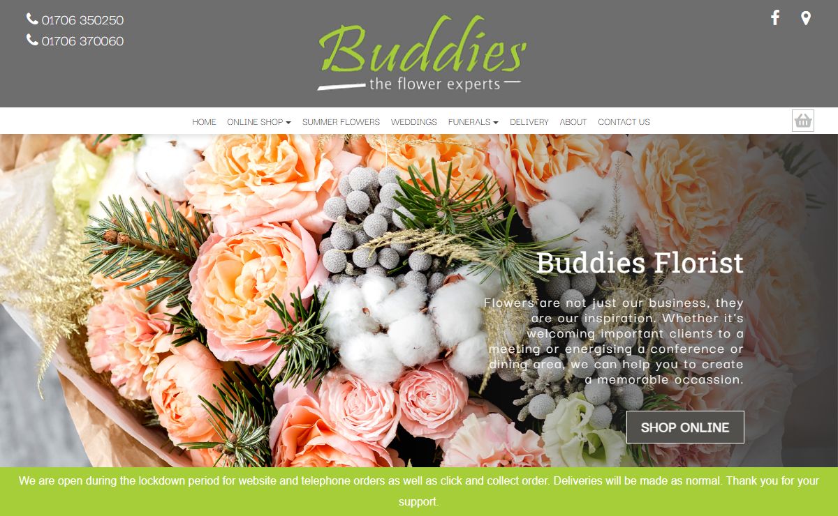 Buddies Florist Rochdale Order Online or 01706 370060