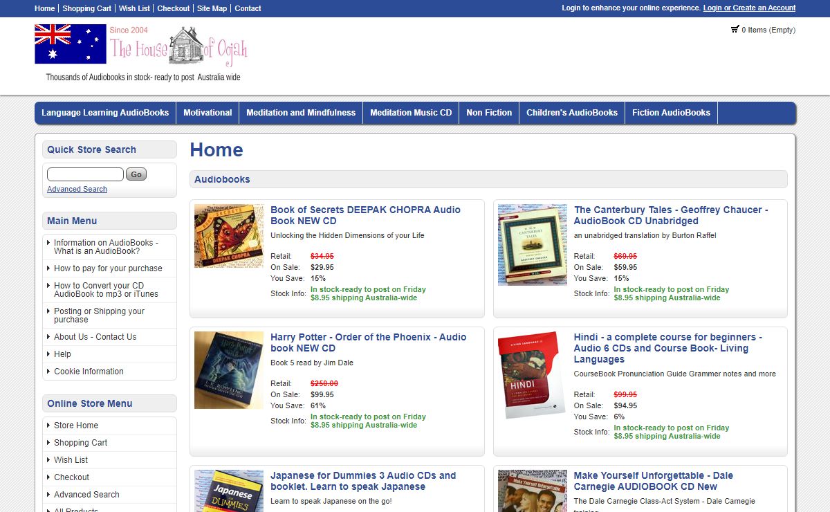 Audio Books -Talking Books - AudioBooks on Tape, CD and Mp3 - Online Shop for Audio Books at The House of Oojah - The House of Oojah - AudioBooks, Audio, Books, Talking Books, Books on Tape, CD, Mp3 - Australia - Online Store Shop on-line