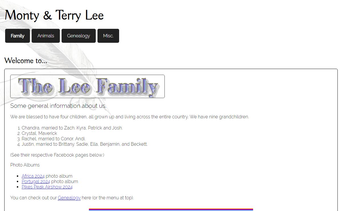 The Lee Family Page