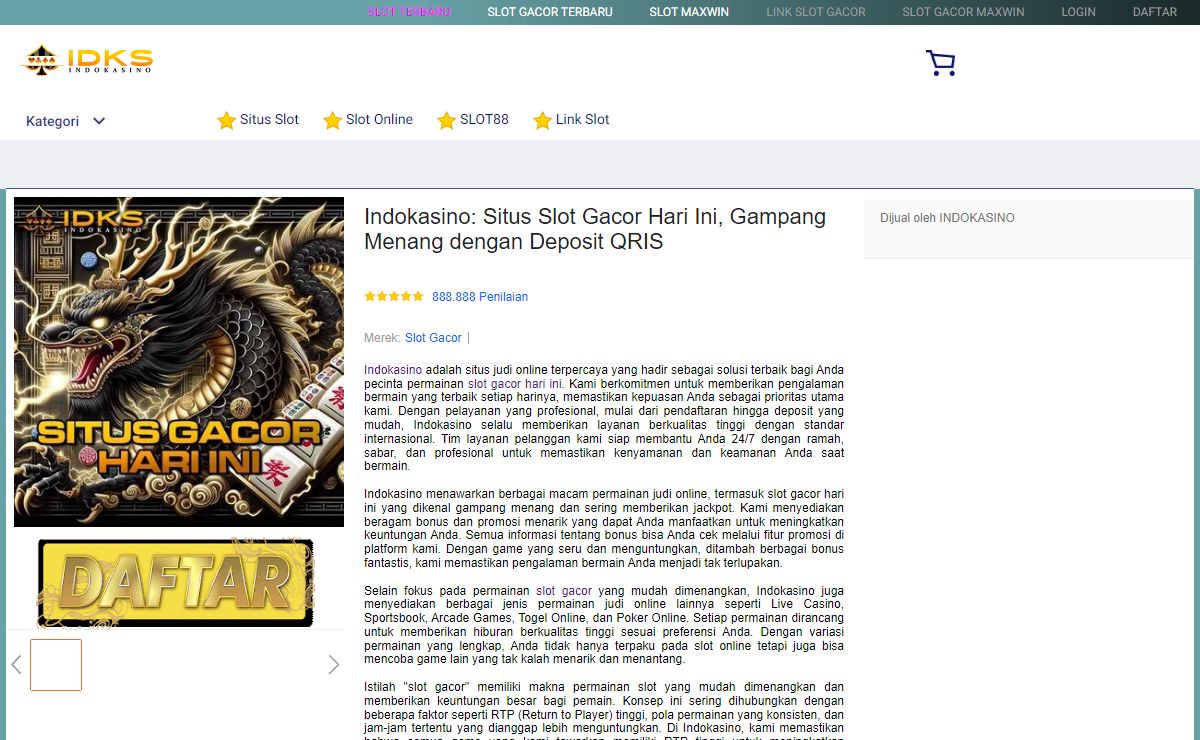 Indokasino: Situs Slot Gacor Hari Ini, Gampang Menang dengan Deposit QRIS