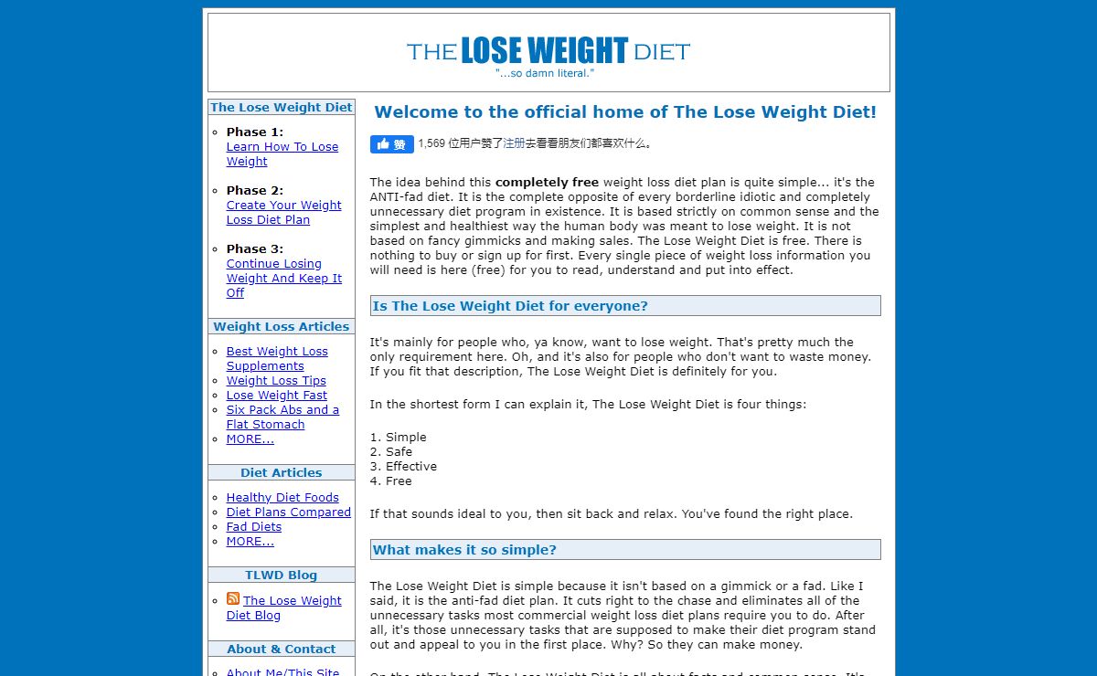The Lose Weight Diet - FREE weight loss diet plan