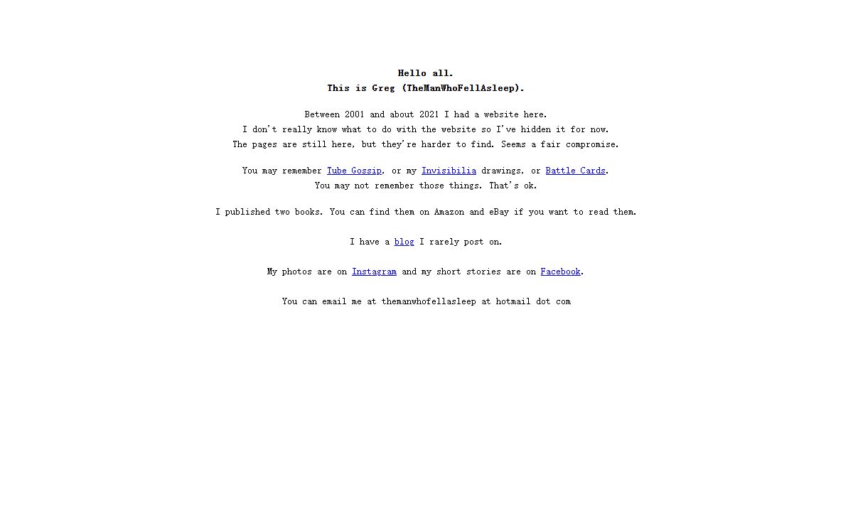 TheManWhoFellAsleep's lovely website