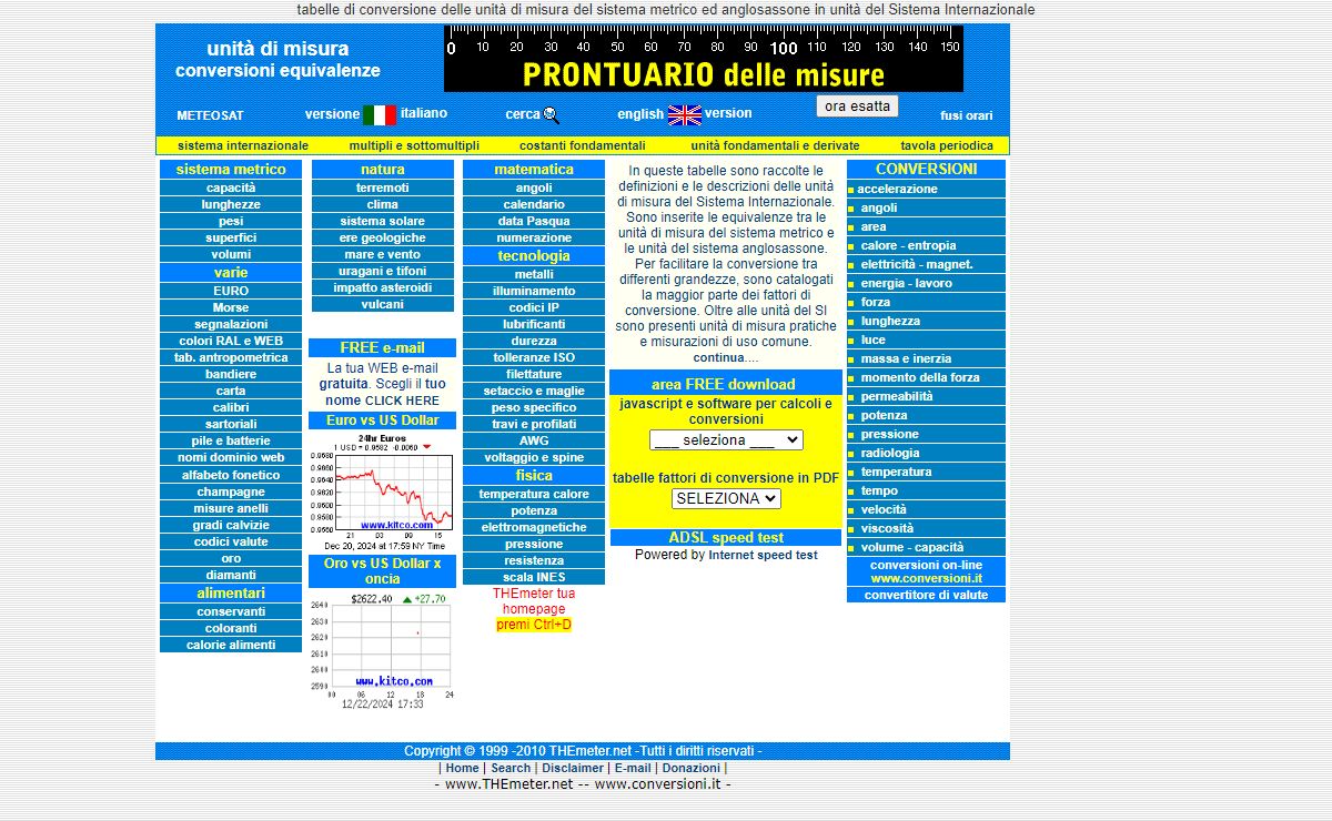 CONVERSIONI, EQUIVALENZE delle unità di misura, in unità del SI