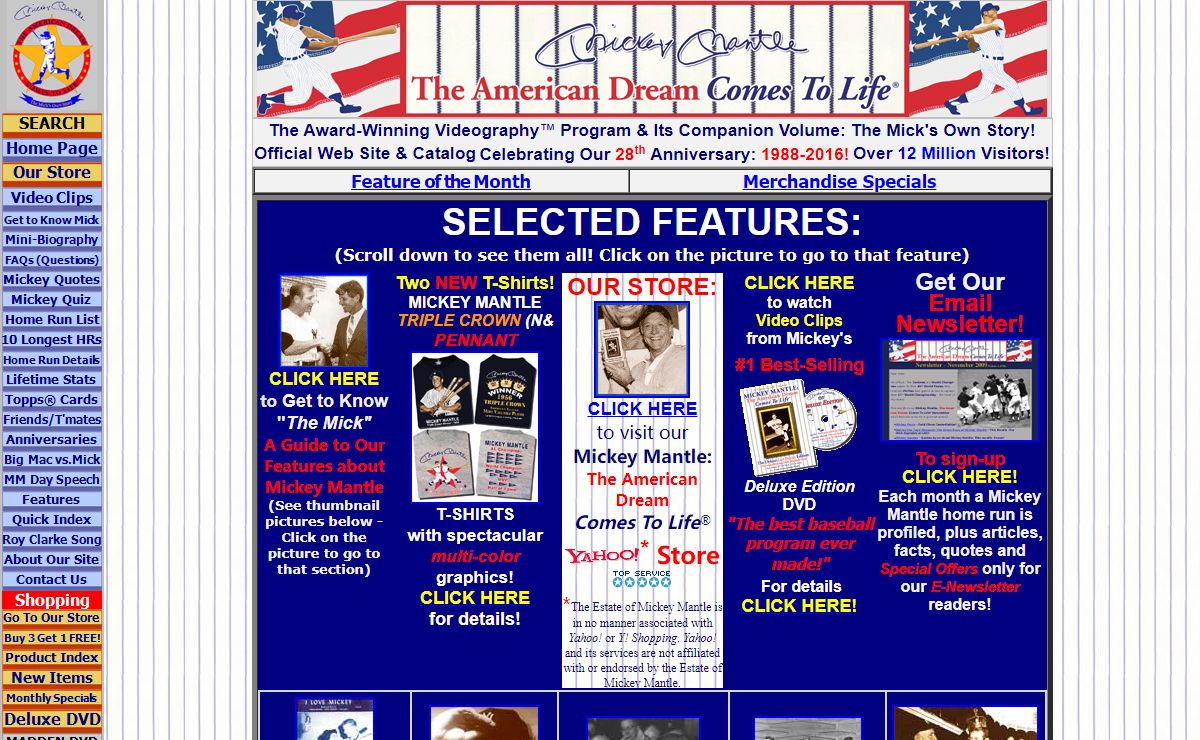 Mickey Mantle: The American Dream Comes To Life® Home Page