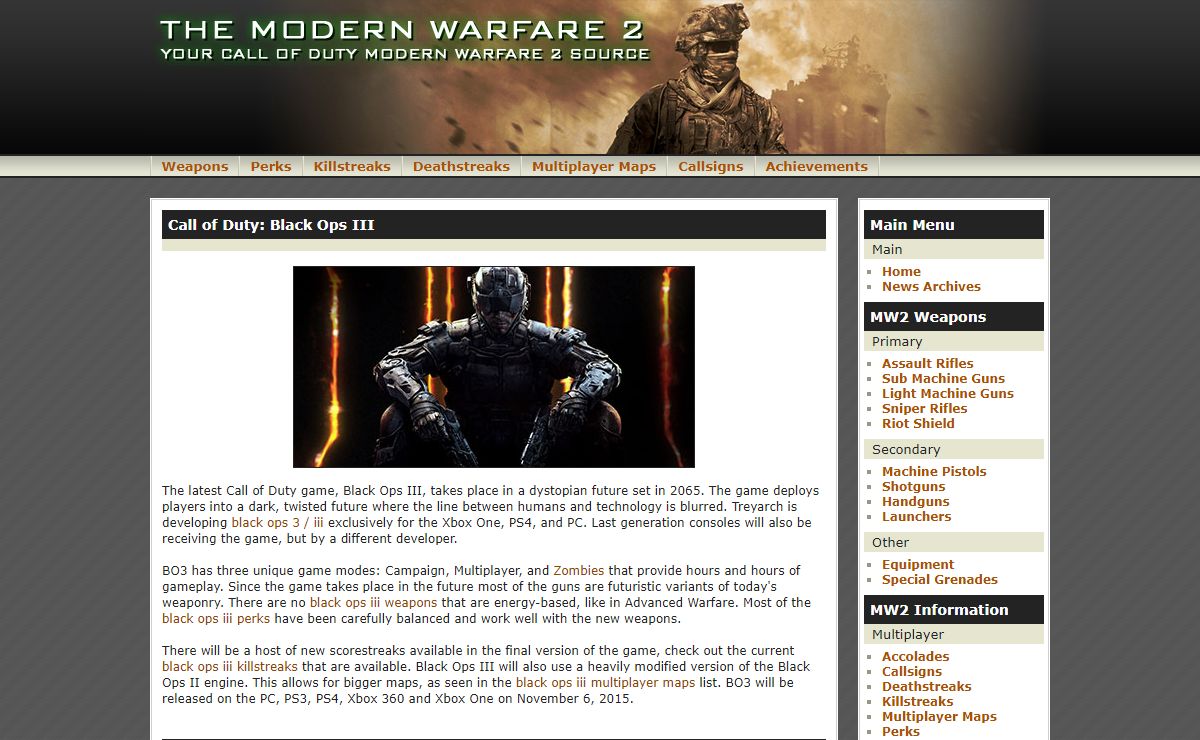 Modern Warfare 2 - Call of Duty 6: Modern Warfare 2 (MW2) Source - Black Ops III
