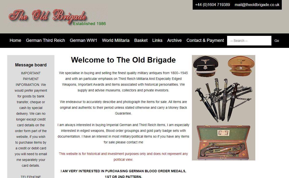 The Old Brigade for Militaria | Home