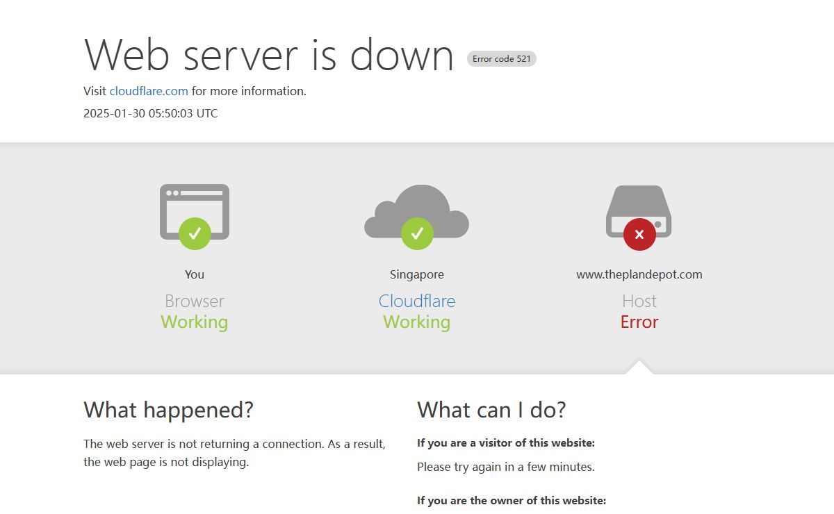 www.theplandepot.com | 521: Web server is down