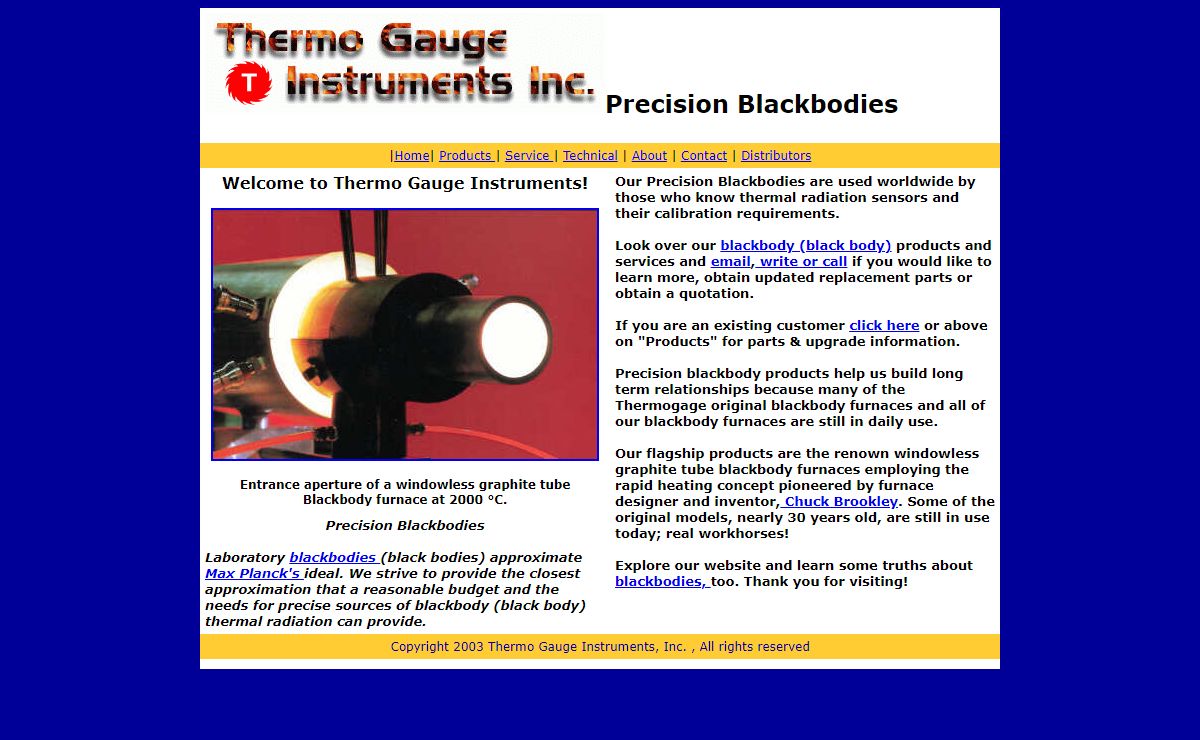 Thermo Gauge Instruments, Inc-Precision Blackbodies (black body calibration furnaces)-Home Page