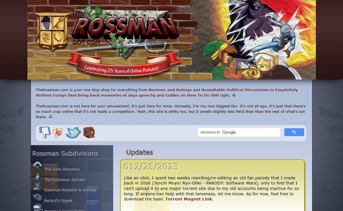 TheRossman dot Com:: Rossman CRoss Roads (and intermediate Chronicle)::: Your guide to understanding yourself (if you are retarded)