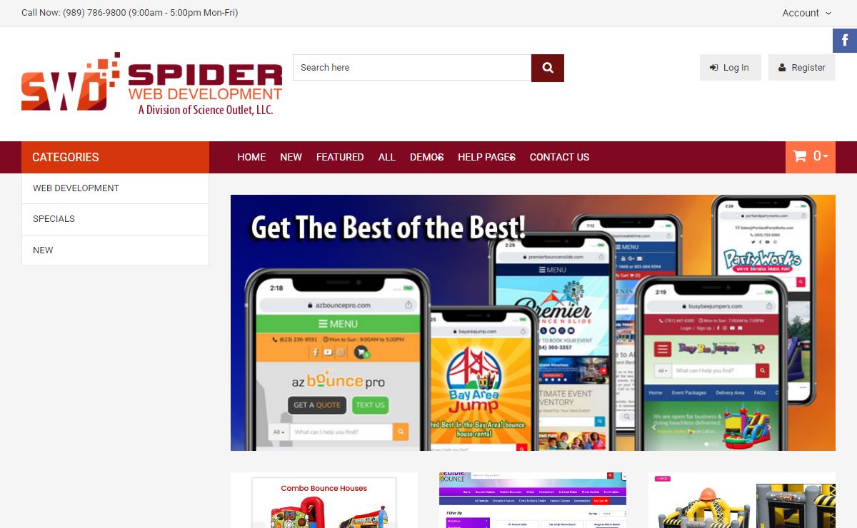 TheScienceOutlet.com, Event & Party Rental Web Development Services