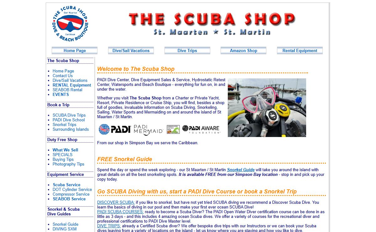 THE SCUBA SHOP diving in St. Maarten / St. Martin - The islands Biggest Dive Store for beginners to professionals. Information & Dive Site Guides. Sales, Rentals, Dives.