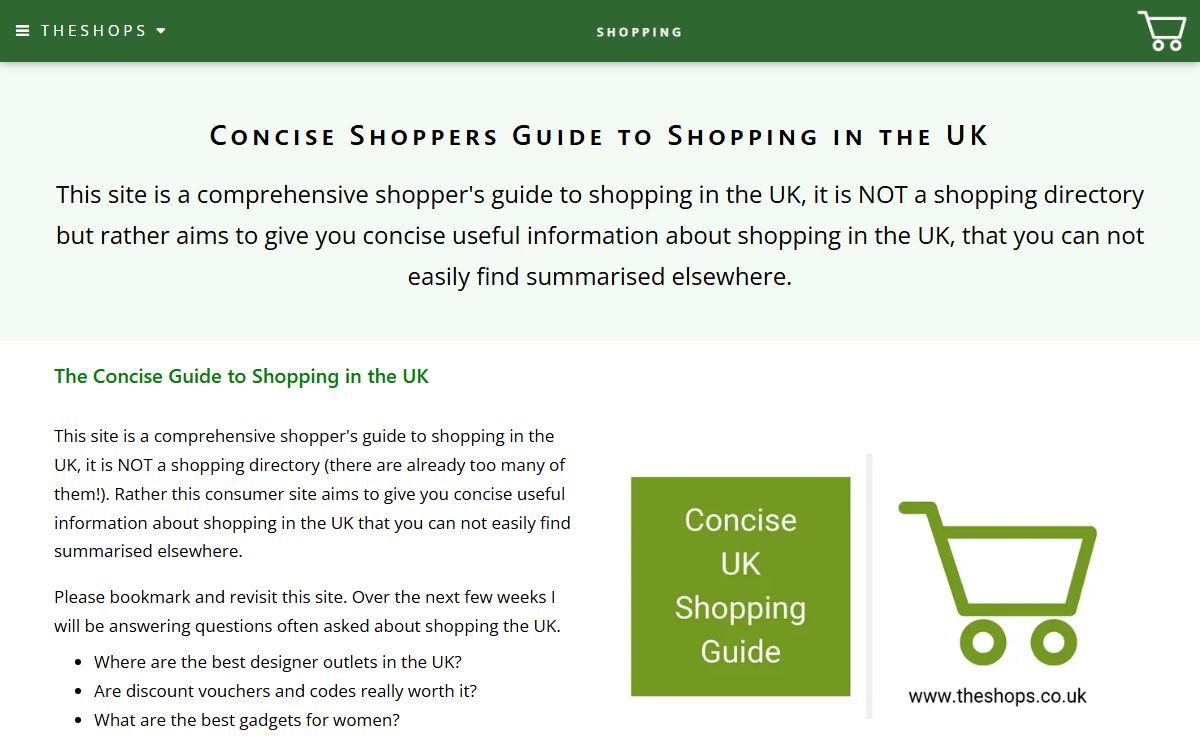 Clear Concise Shoppers Guide to Shopping | TheShops