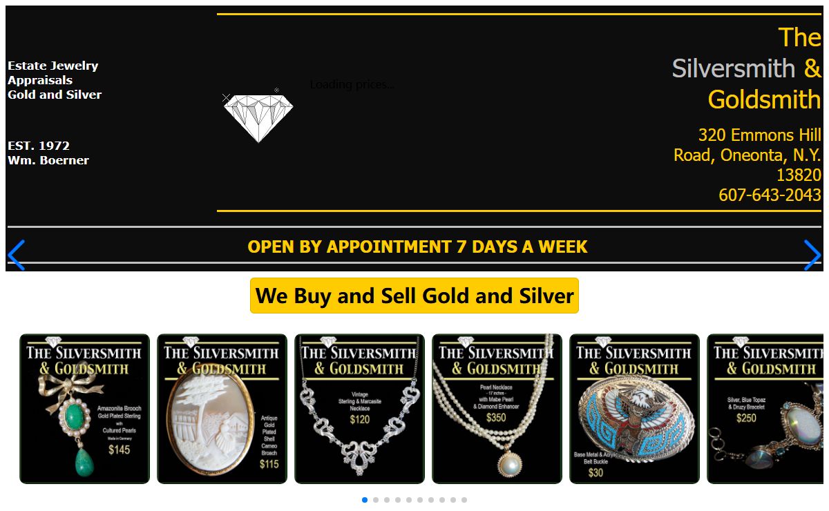 The Silversmith & Goldsmith, Otego, NY Otsego and Delaware Co. Premier Jeweler Custom, Repair, Appraisal