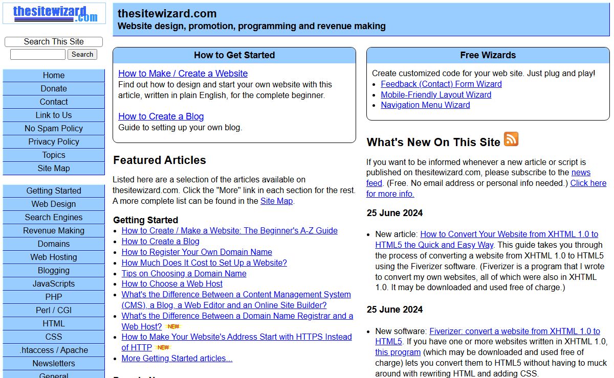 thesitewizard.com: Free webmaster tutorials and website creation tools