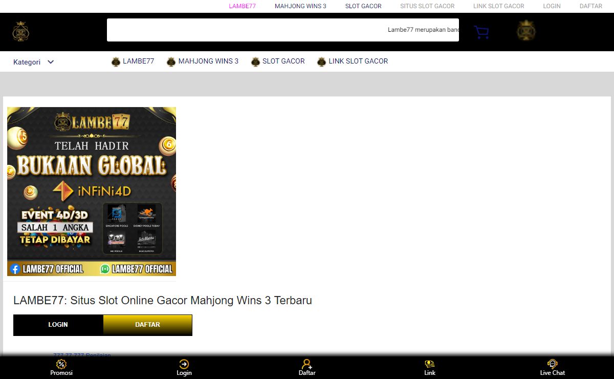 LAMBE77: Situs Slot Online Gacor Mahjong Wins 3 Terbaru