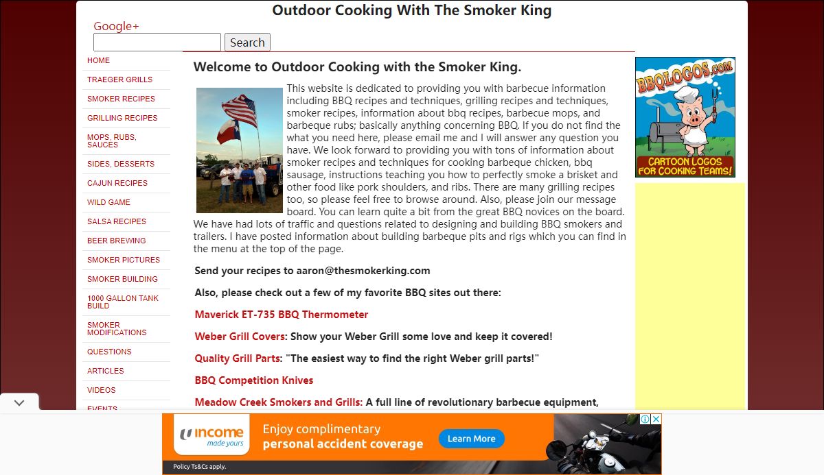 The Smoker King » Outdoor Cooking Recipes Including Beef, Chicken, Pork, Sauces, Mops, Rubs