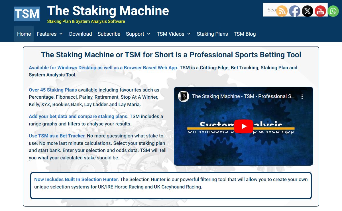 The Staking Machine - Staking Plan & System Analysis Software