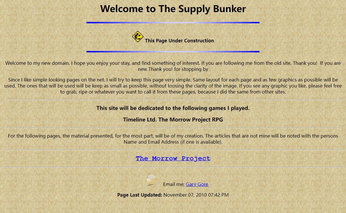 The Supply Bunker - Index Page