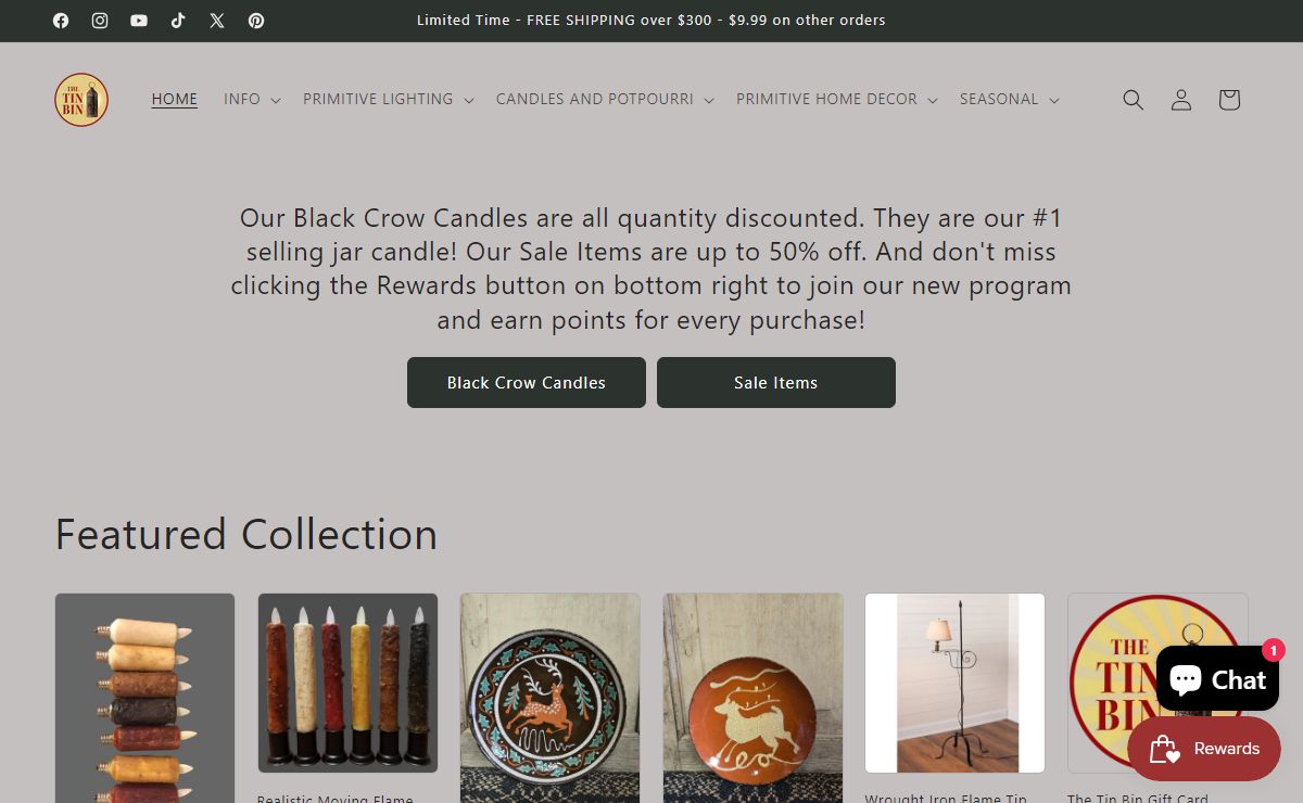 The Tin Bin - Primitive Lighting and Home Decor - since 1973