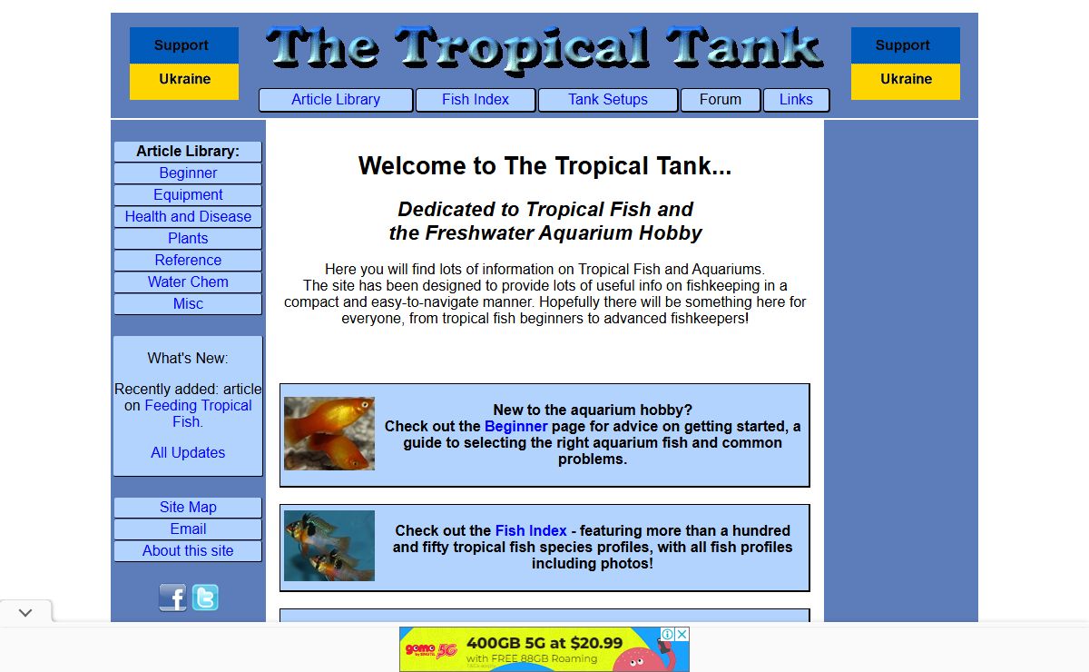 The Tropical Tank - Tropical Fish and Aquarium Fishkeeping