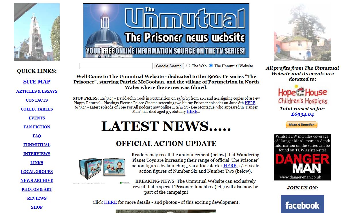 The Unmutual Website - The Prisoner Patrick McGoohan Portmeirion Home Page