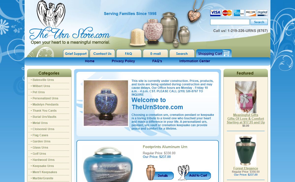Cremation Urns, Urns For Ashes, Cremation Jewelry, Vaults, Pet Urns, Thank You Cards, Keepsake Urns, Memorial Stones and Gifts. TheUrnStore.