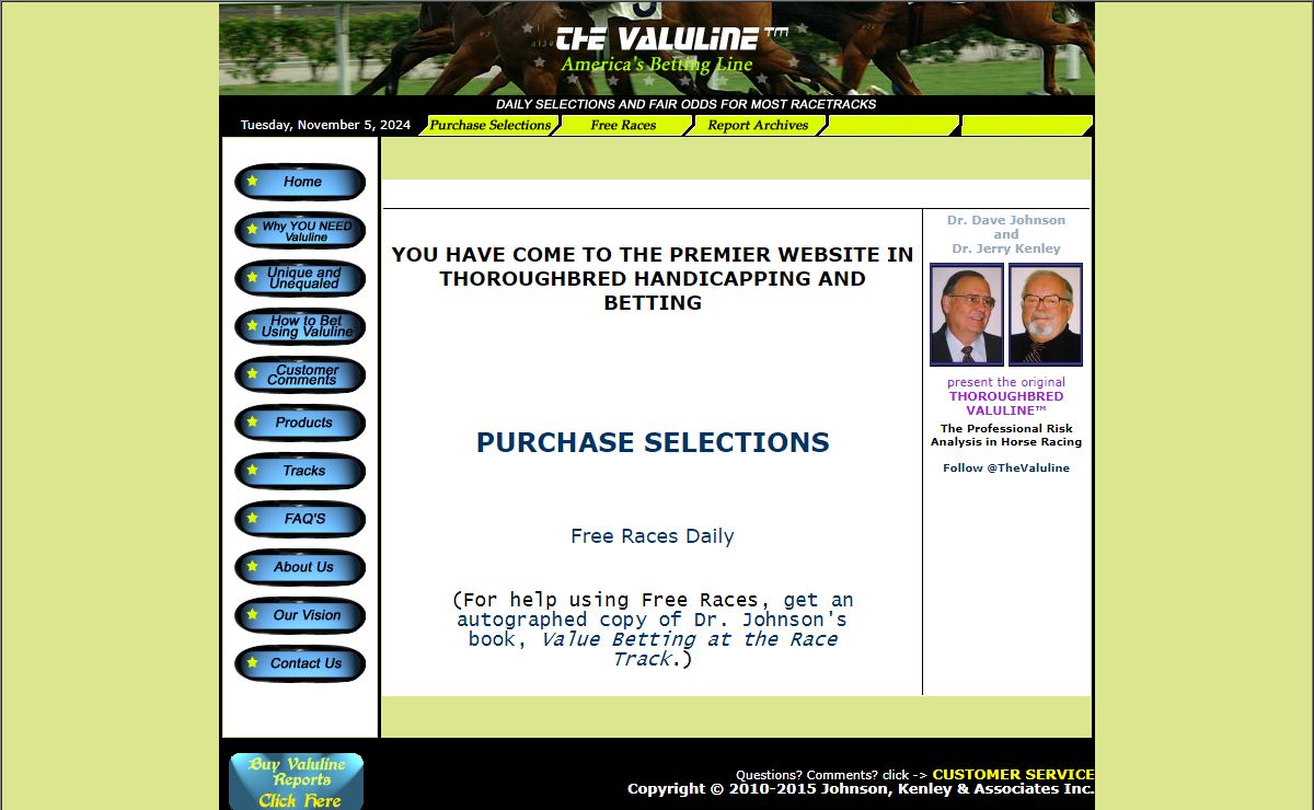 Welcome to The Thoroughbred Valuline