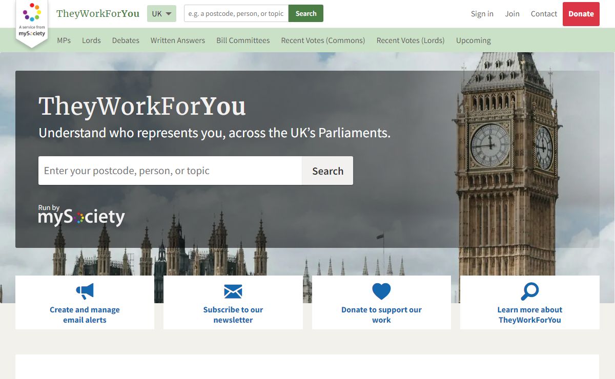 TheyWorkForYou: Hansard and Official Reports for the UK Parliament, Scottish Parliament, and Northern Ireland Assembly - done right