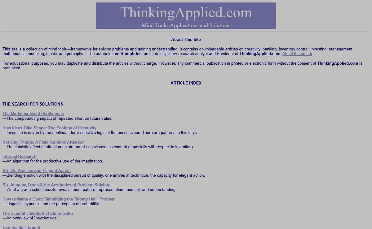 ThinkingApplied Home Page