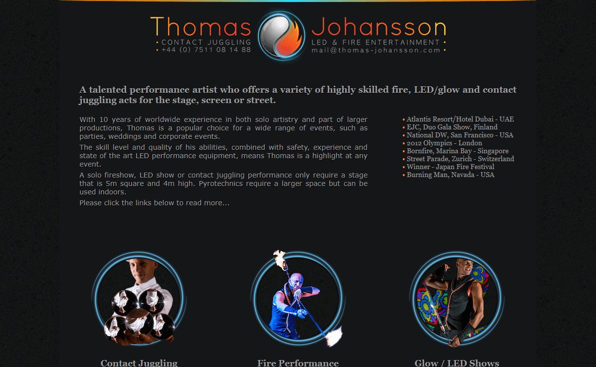 Thomas Johansson - Artist, fire dancer and crystal ball entertainer
