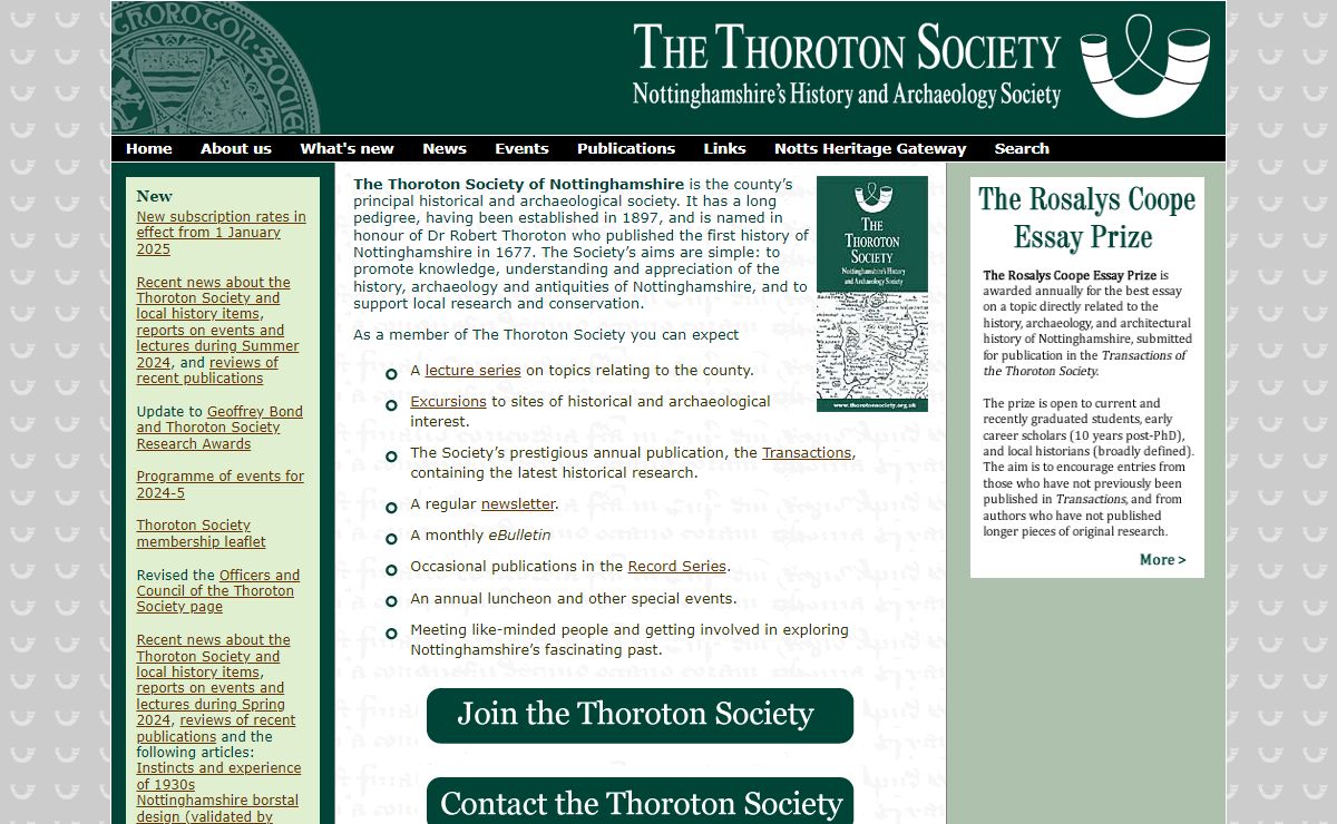 The Thoroton Society of Nottinghamshire > Homepage