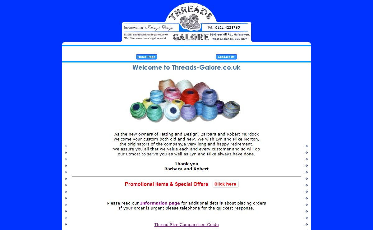 Threads-Galore.co.uk - We supply a very comprehensive range of tatting threads, crochet threads, cottons, and related hobby materials.