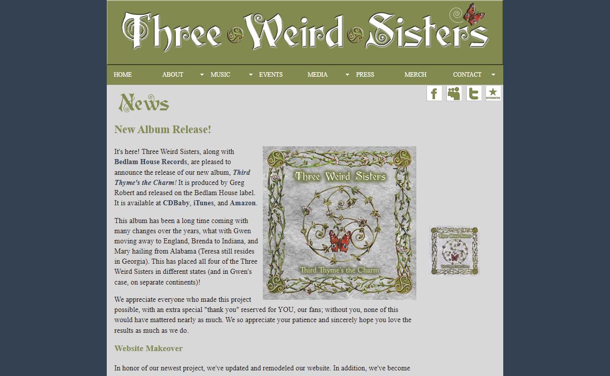 Official Website for Three Weird Sisters