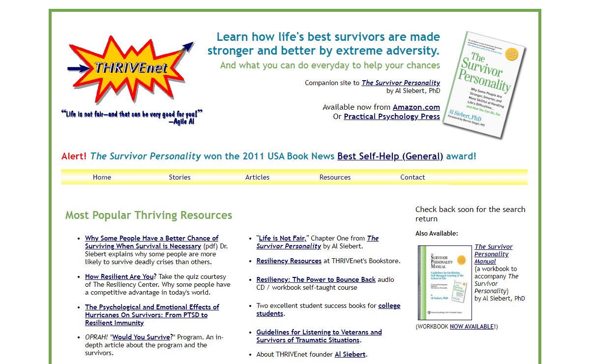 THRIVEnet: Survivor Personality - Survive, Thrive, and Resile with the works of Dr. Al Siebert