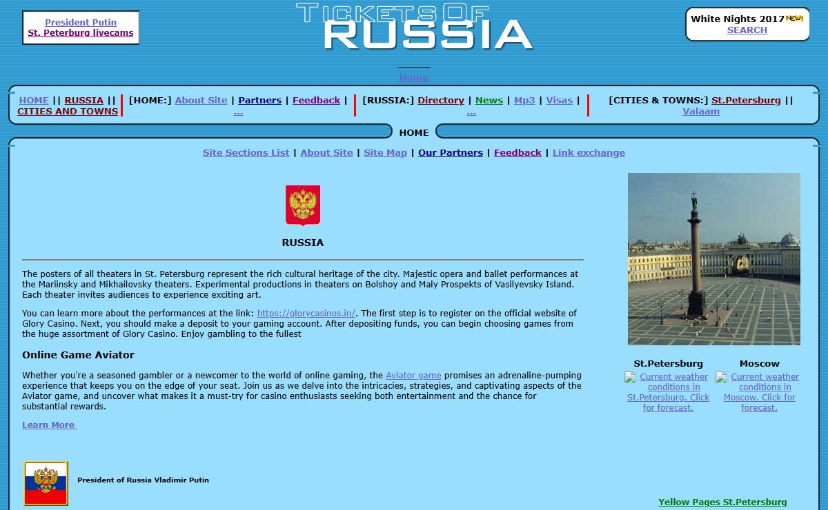 All about Russia and St.Petersburg and Online Travel Store www.TicketsOfRUSSIA.ru