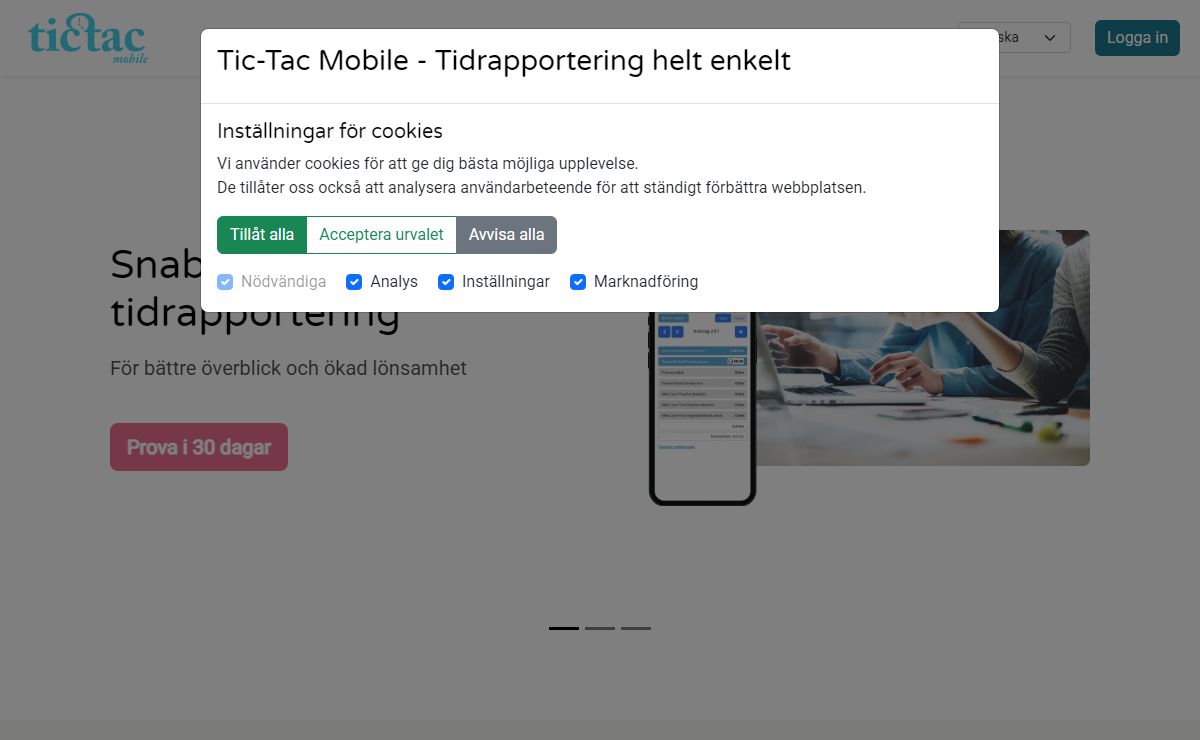 Tic-Tac Mobile - Snabb, säker, enkel tidrapportering - Men även ett affärssystem